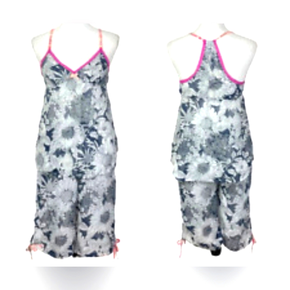 Liberty of London for Target Gray Floral & Pink Trim Pajama Set
